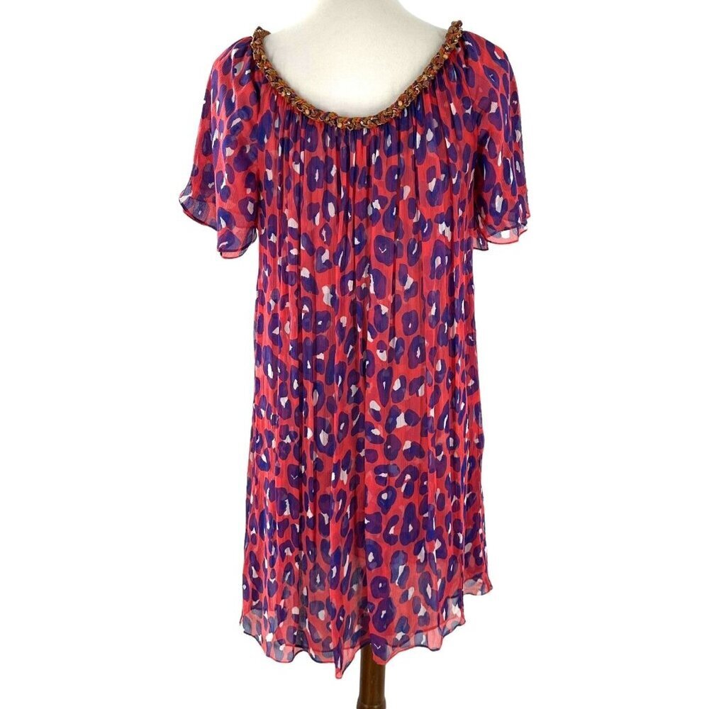 Diane von Furstenberg Soleil Swim Pink Leopard Print Chiffon Cover-up/Dress M - Picture 4 of 5